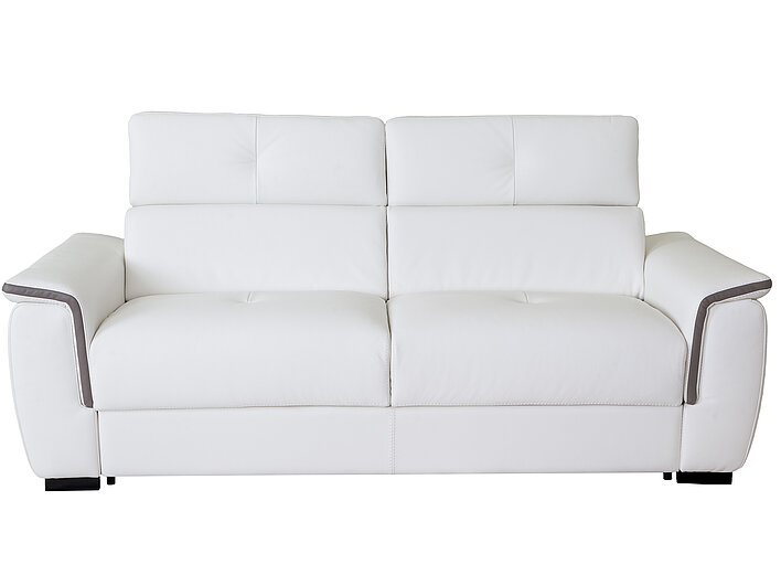 Sofa Romeo, bela prirodna koža na beloj pozadini