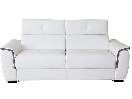 Sofa Romeo, bela prirodna koža na beloj pozadini